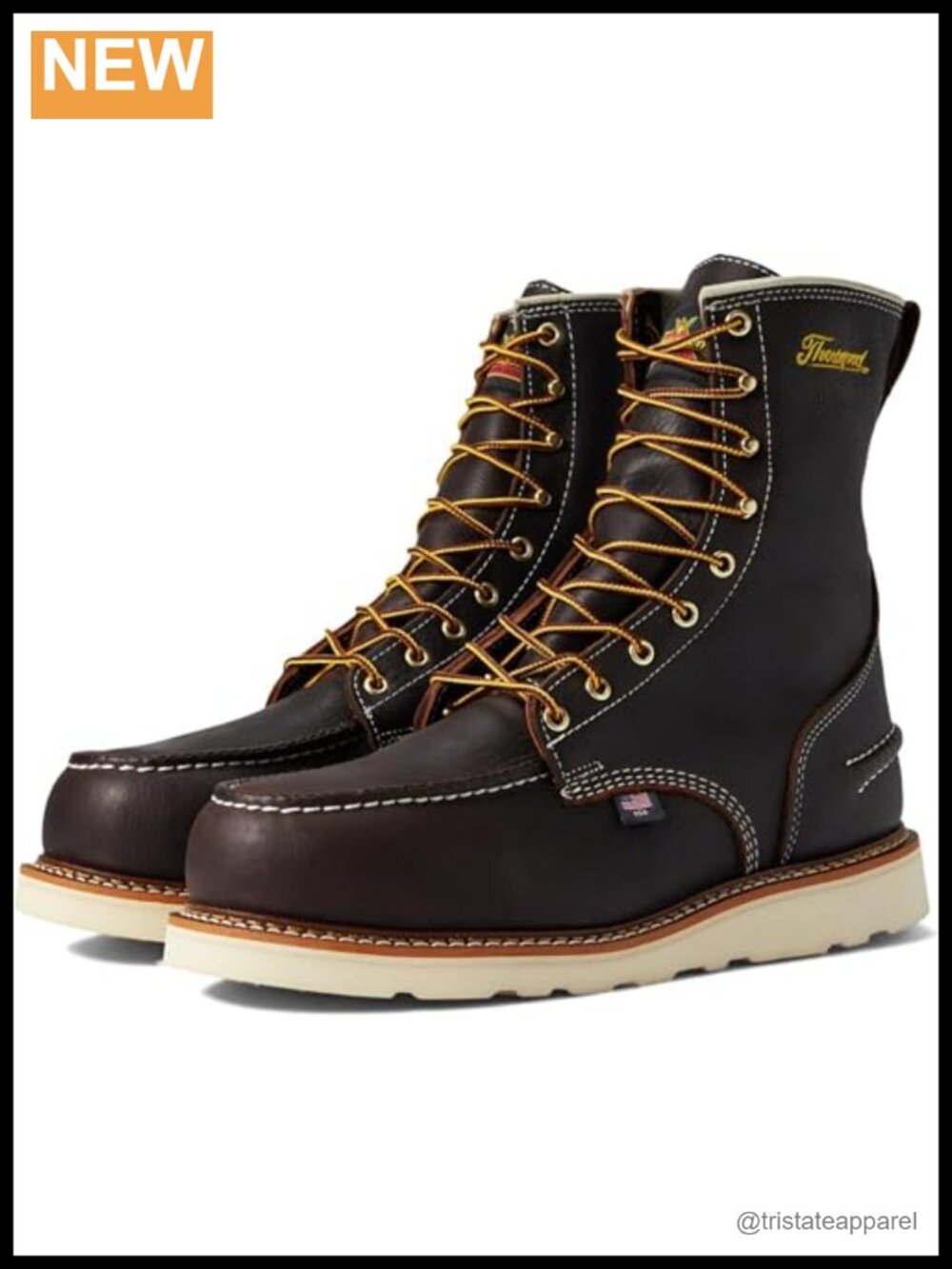 Men's Waterproof Steel Toe Work Boots Full-Grain Leather Moc Toe 8" Wedge